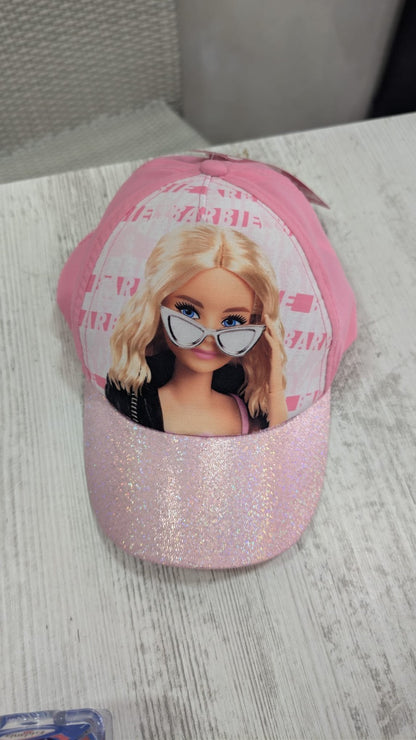 Barbie - Cappellino 54cm con Visiera Rosa Glitterato e Grafica Fashion