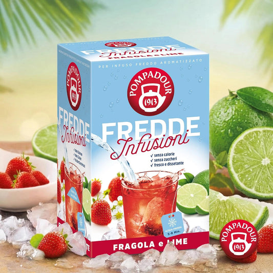 Pompadour Tisana Fredda Fragola e Lime Infusione Senza Zuccheri 18 bustine