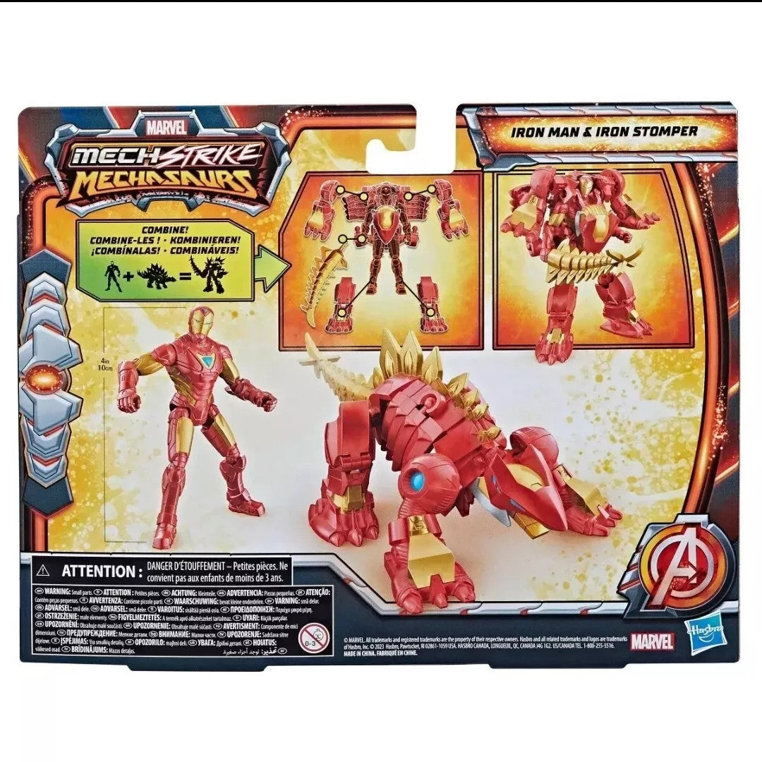 Marvel Mech Strike Mechasaurs - Iron Man & Iron Stomper Action Figure Set Hasbro