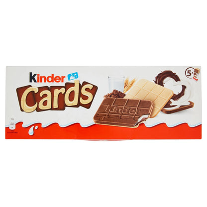 Kinder Cards Ferrero - Biscotti Sottili e Croccanti con Cuore Cremoso al Latte e Cacao - Confezione da 5 Pezzi