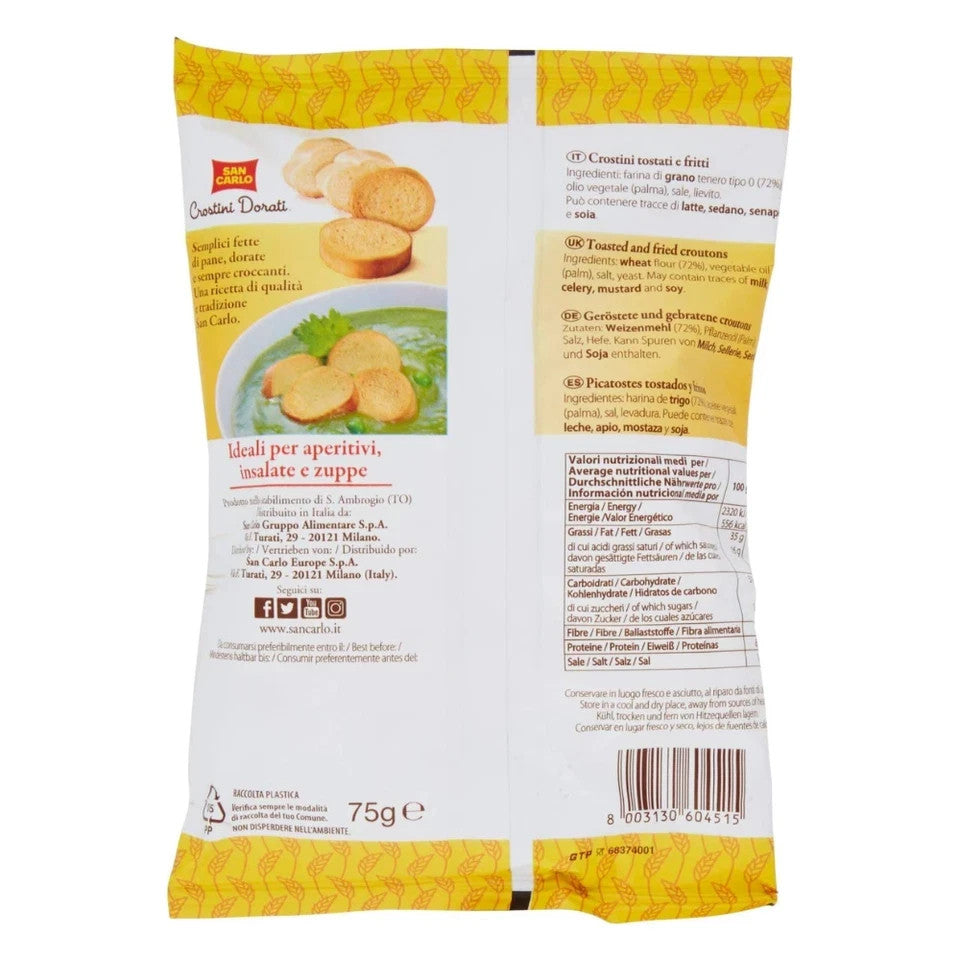 San Carlo Crostini 10x ClassicI Snack Dorati Snack Bar 75 gr Aperitivo