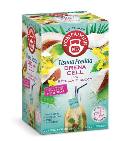 Pompadour Tisana Fredda Drena Cell Betulla e Cocco Drenante 18 bustine Senza Zuc