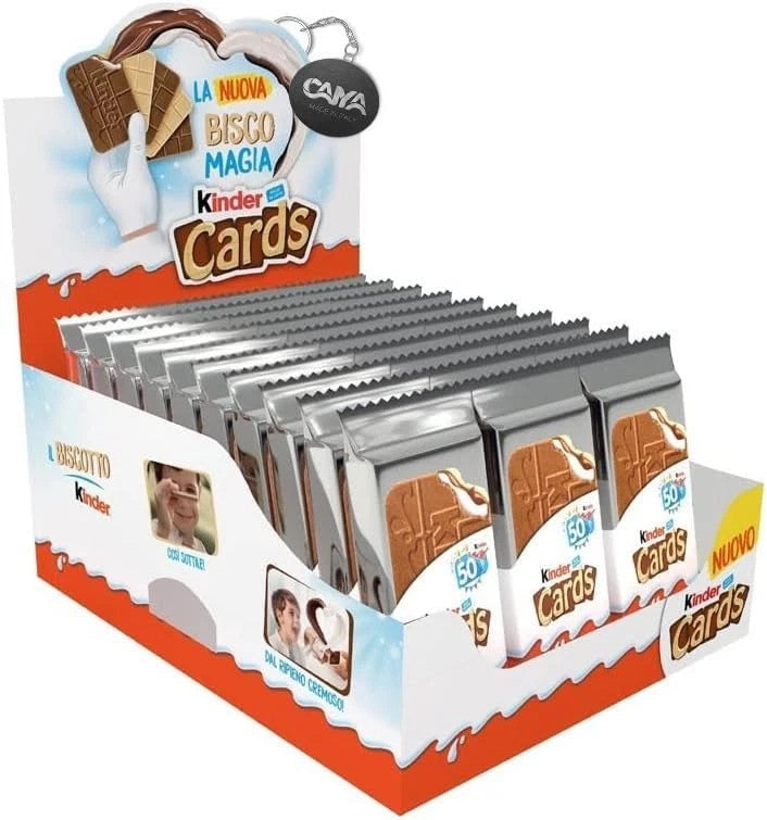 Kinder Cards Ferrero - Biscotti Sottili e Croccanti con Cuore Cremoso al Latte e Cacao - Confezione da 5 Pezzi