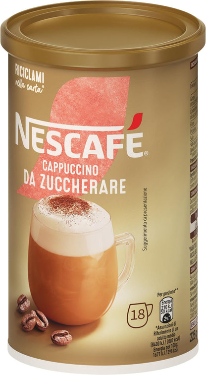 Nescafé Cappuccino Da Zuccherare Solubile in Barattolo - 18 Tazze