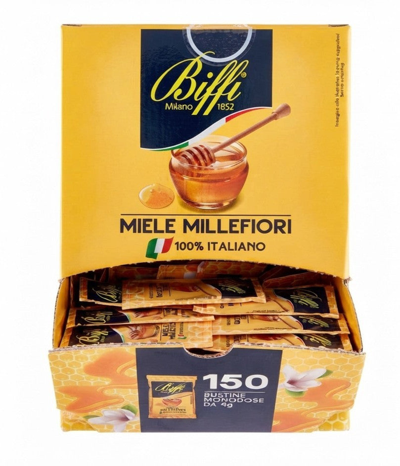 Biffi - Miele Millefiori 100% Italiano Espositore 150 Bustine Monodose da 4g
