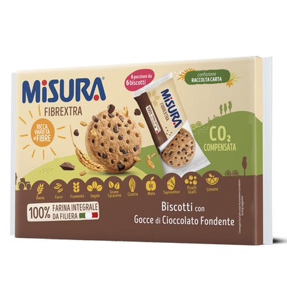 Misura Biscotti x2 Fibrextra Gocce di Cioccolato Fondente 100% Farina Integrale