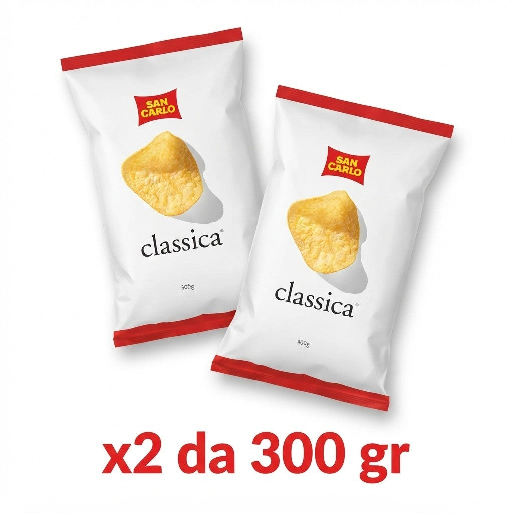 San Carlo - Patatine Più Classica (Pacco Scorta 2 x Patatina 300 g) Snack Salato