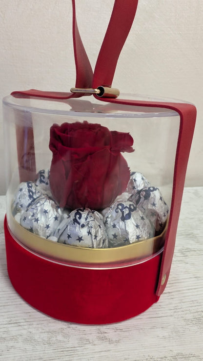 ROSA STABILIZZATA in scatola e Cioccolatini