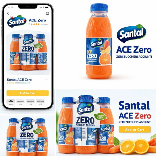Santal Succo di Frutta Ace Senza Zuccheri Zero 6 Bottiglie da 250 ml