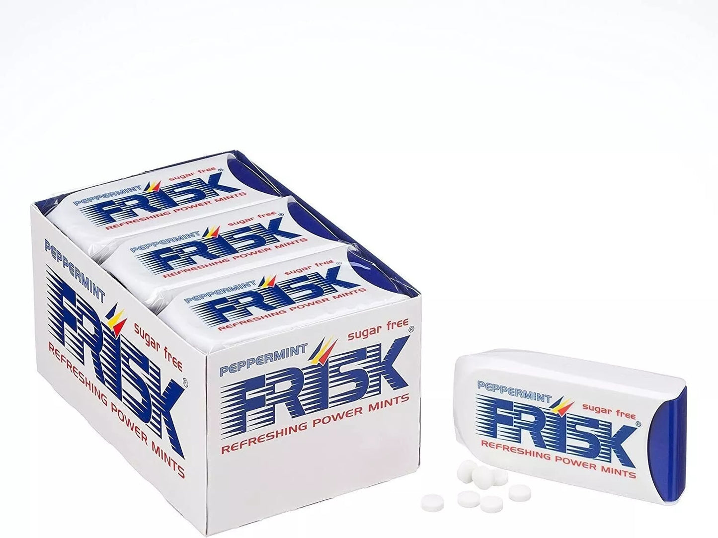 Frisk Peppermint - Box Espositore 12 pz con Astucci di Caramelle Menta Piperita Senza Zucchero