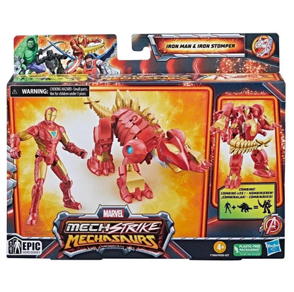Marvel Mech Strike Mechasaurs - Iron Man & Iron Stomper Action Figure Set Hasbro