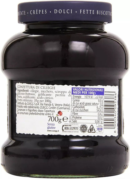 Zuegg - La Pasticcera Confettura Extra di Ciliegie in Vaso da 700g (Nuova Ricetta)