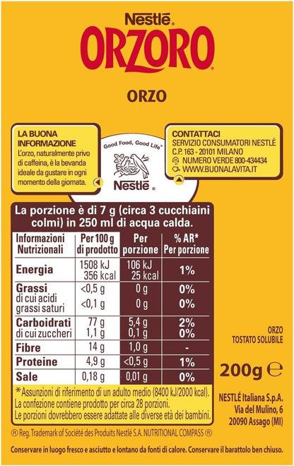 Nestlé Orzoro Orzo Solubile - Barattolo da 200g (100% Naturale)