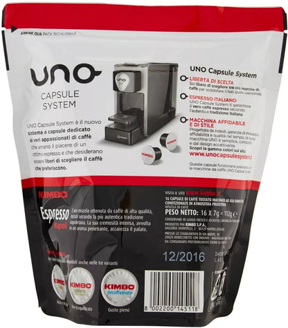 Kimbo Espresso Napoli Capsule Sistema Uno Capsule System - Confezione da 16 Capsule (7g)