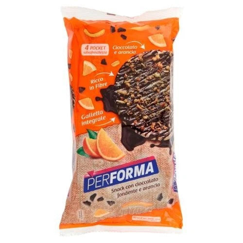 Performa Snack - Gallette Integrali con Cioccolato Fondente e Arancia 4 pocket