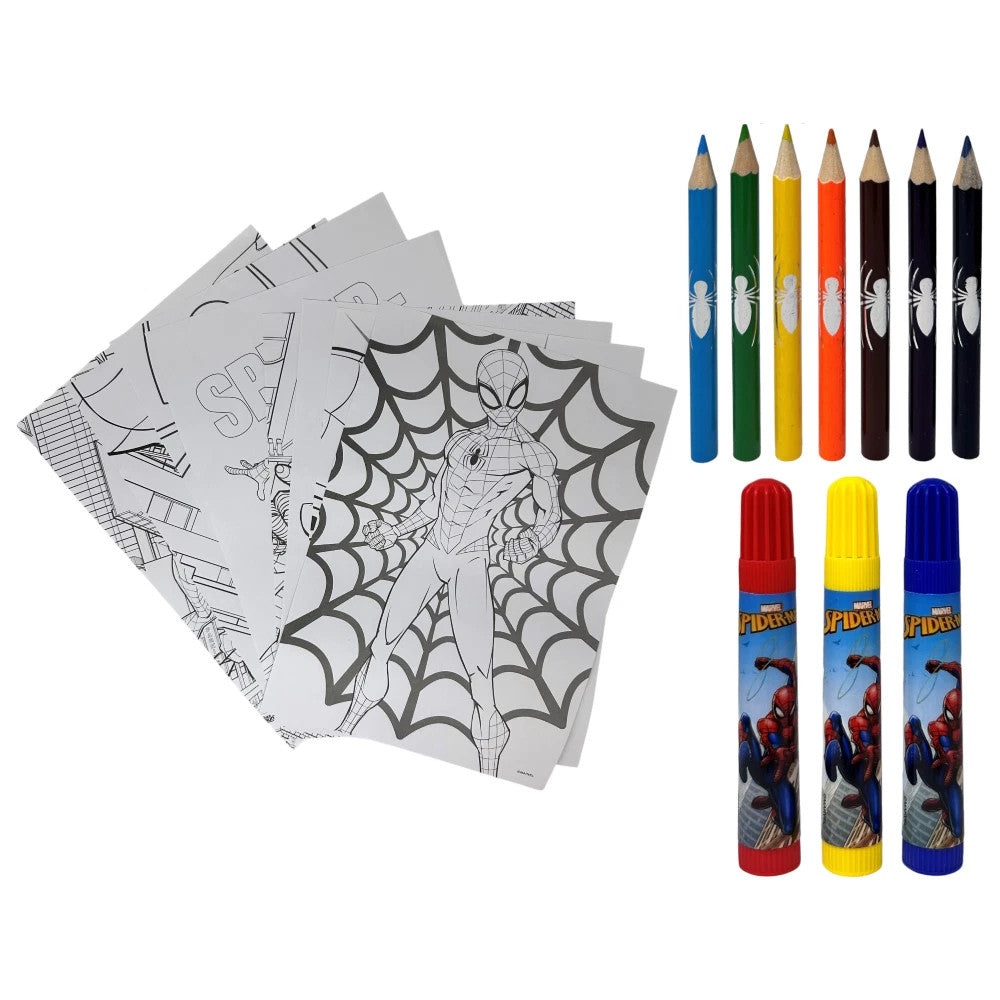 Marvel Spider-Man - Cubo Set Cancelleria 25 Pezzi con Astuccio in Latta e Accessori