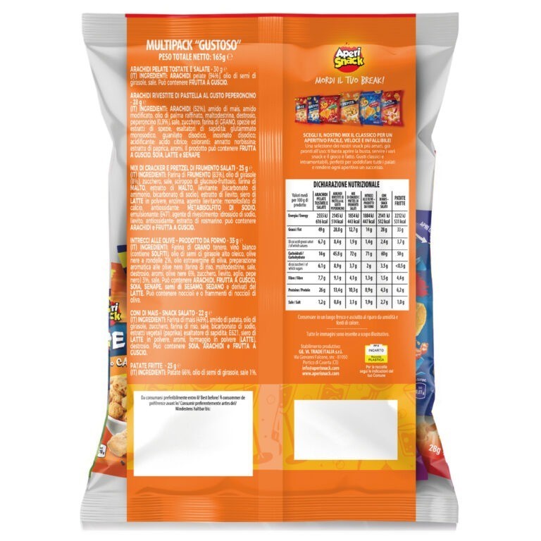 Aperi Snack Mix Aperitivo Il Gustoso - Busta con 6 Snack Salati Monoporzione Assortiti