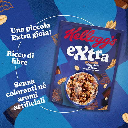 Kellogg's Extra Granola - Cioccolato al Latte (Confezione 375g) Cereali Fibre