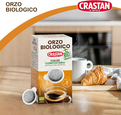 Crastan Orzo Biologico in Cialde Compostabili - Confezione da 18 Cialde