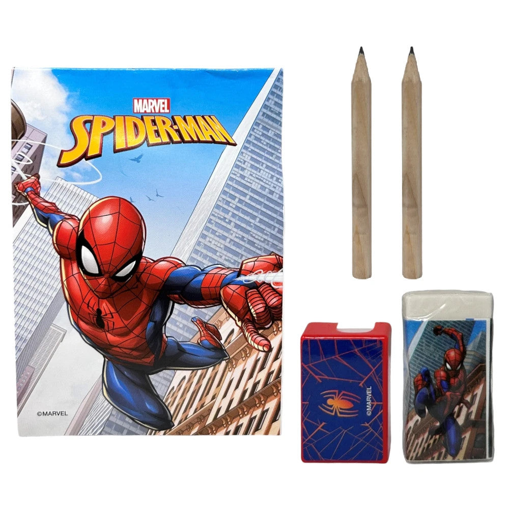Marvel Spider-Man - Cubo Set Cancelleria 25 Pezzi con Astuccio in Latta e Accessori