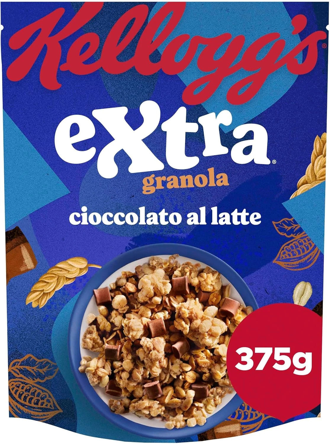 Kellogg's Extra Granola - Cioccolato al Latte (Confezione 375g) Cereali Fibre