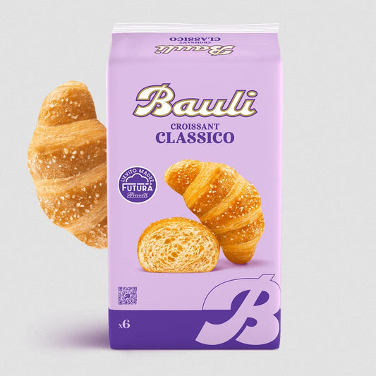 Confezione da 6 Croissant Bauli Classico vuoti su sfondo chiaro