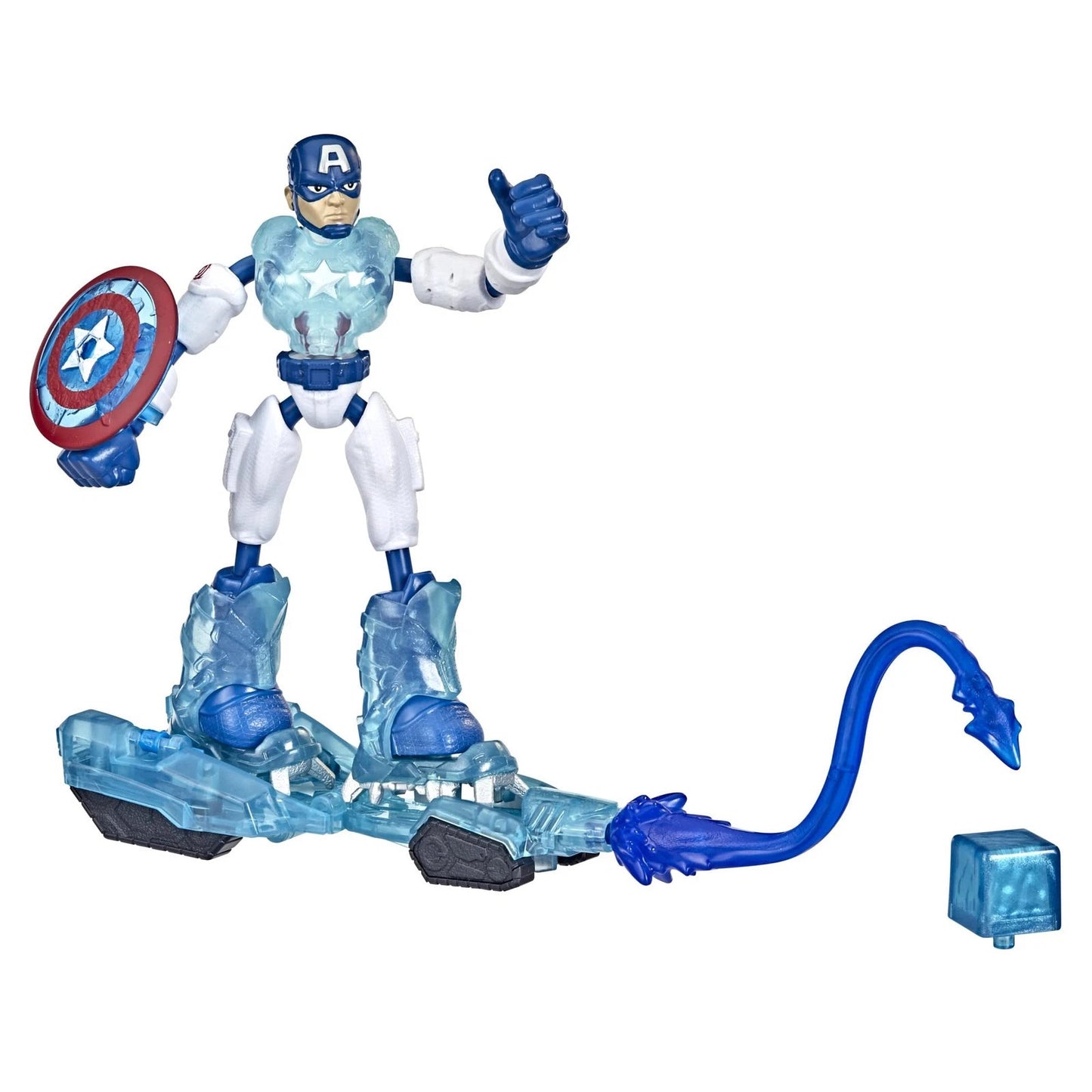 Marvel Avengers Bend and Flex Missions - Action Figure Captain America con Accessorio Ghiaccio 2 in 1 - Hasbro