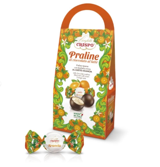 Confetti Crispo Praline di Cioccolato al Latte con Crema all'Arancia 200g