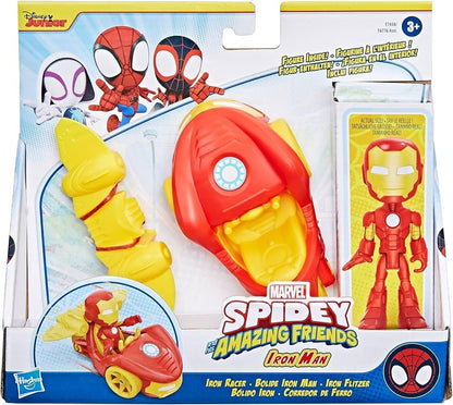 Iron Man Iron Racer Vehicle con Action Figure - Spidey and His Amazing Friends (Hasbro)