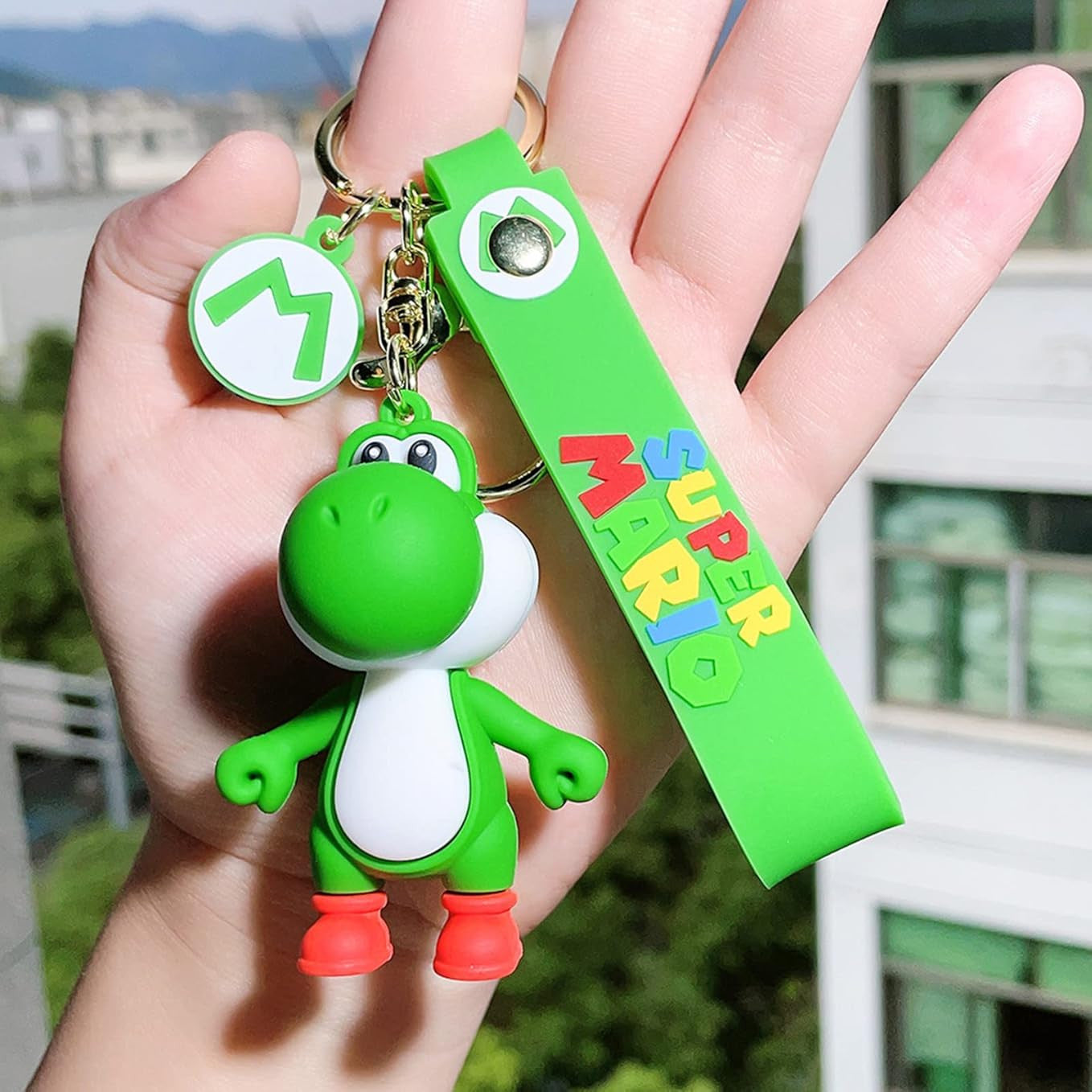 Super Mario Yoshi Verde - Portachiavi in Silicone 3D con Ciondolo