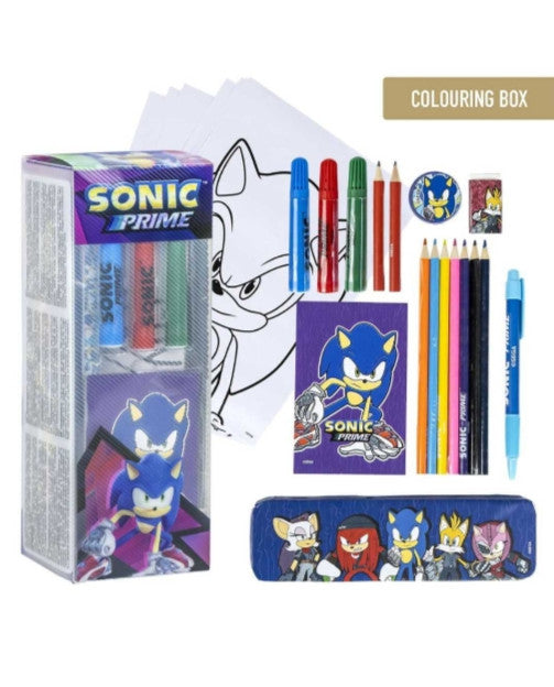 Sonic Prime - Colouring Box Set con Astuccio e Accessori per Disegno