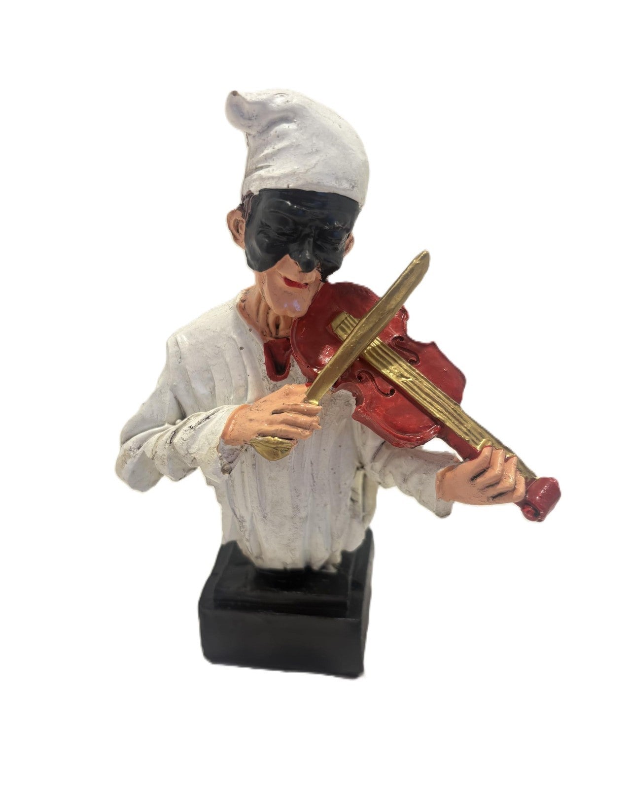 Statuetta Pulcinella Musicista - Busto Decorativo in Ceramica con Violino