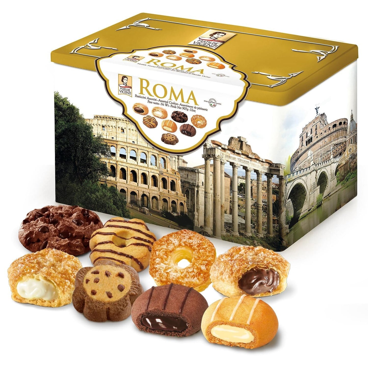 Matilde Vicenzi – Roma Specialità in Latta 907 g – Assortimento Biscotti Italiani