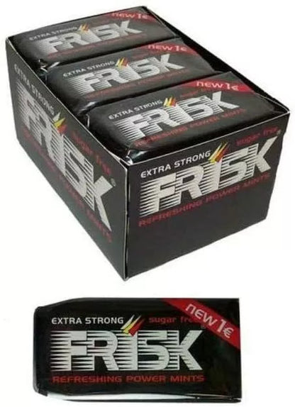 Frisk Nere Extra Forti 12 Frisk Extra Strong - Box Espositore 12 pz con Astucci di Caramelle Menta Forte Senza Zuccheropz Caramelle Sugar Free