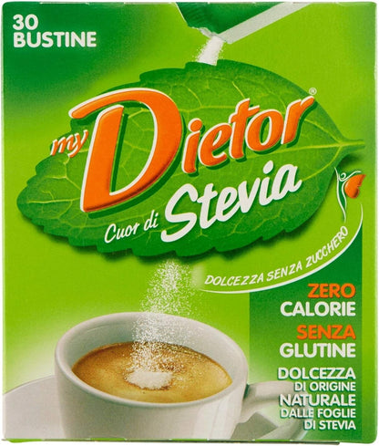 My Dietor Cuor di Stevia - Dolcificante di Origine Naturale - Confezione da 30 Bustine