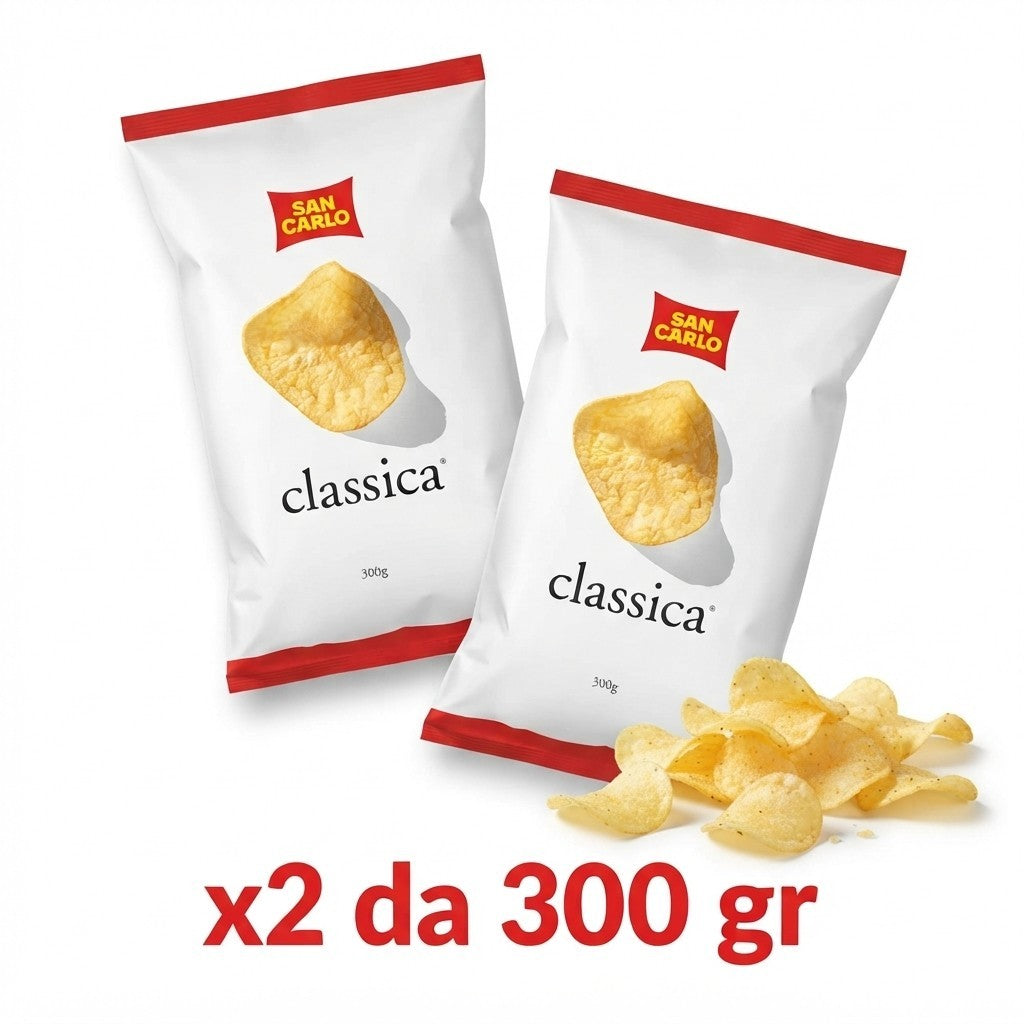 San Carlo - Patatine Più Classica (Pacco Scorta 2 x Patatina 300 g) Snack Salato