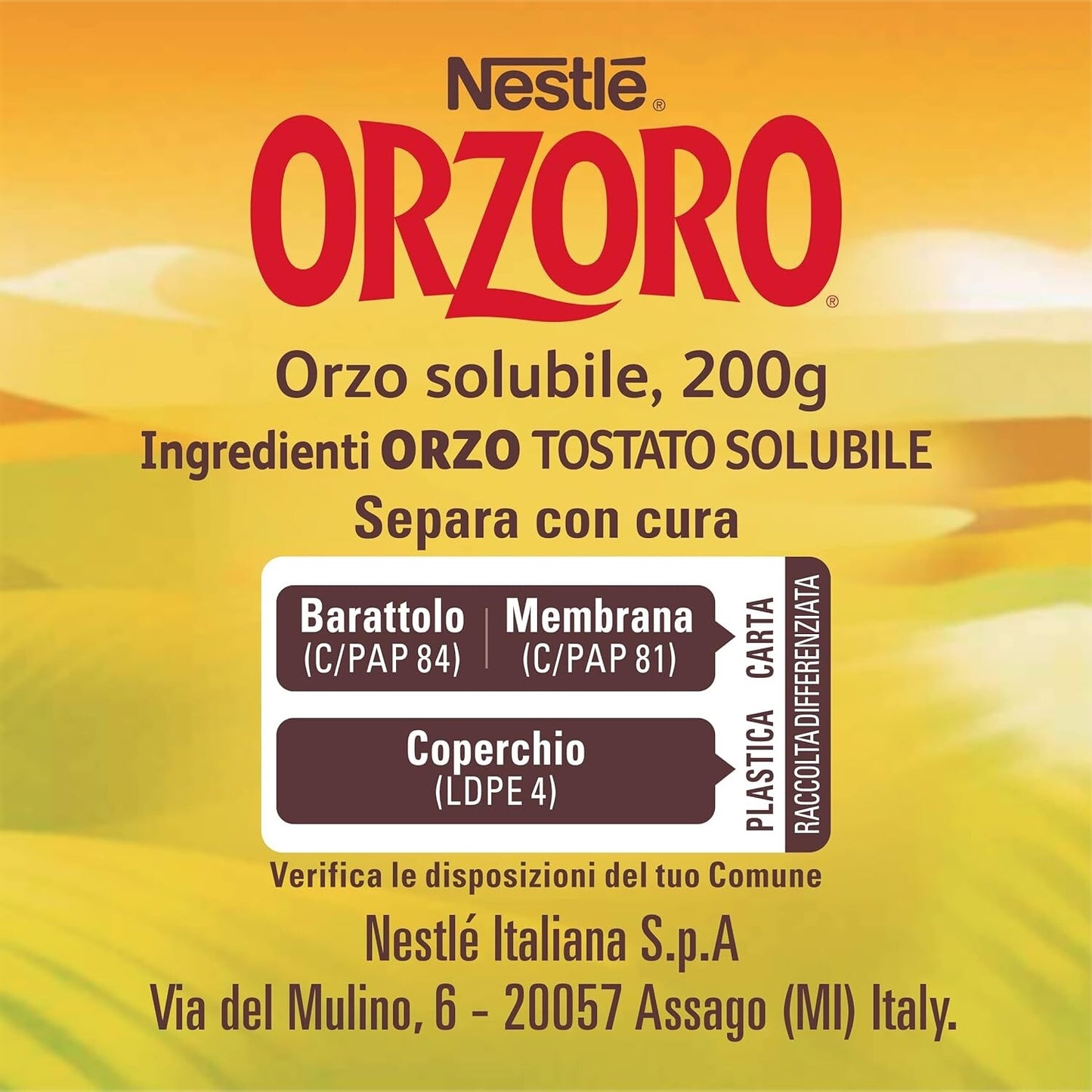 Nestlé Orzoro Orzo Solubile - Barattolo da 200g (100% Naturale)