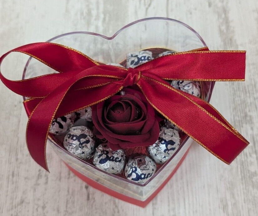 Scatola Plexiglass ROSA Velluto e Cioccolatini