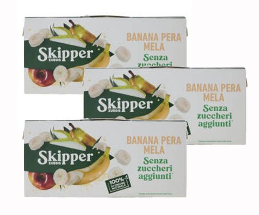 Skipper Succo di Frutta Mela Banana Pera 3 confezioni Senza Zuccheri