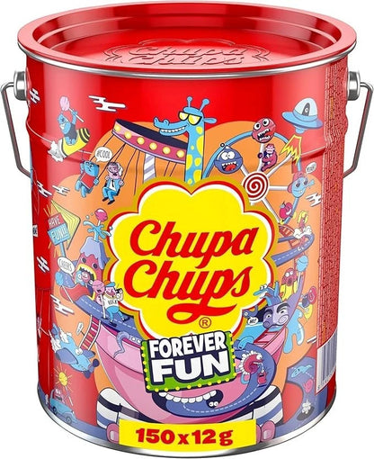 Chupa Chups Forever Fun - Secchiello Metallo con 150 Lecca Lecca Gusti Assortiti (1.8 kg)