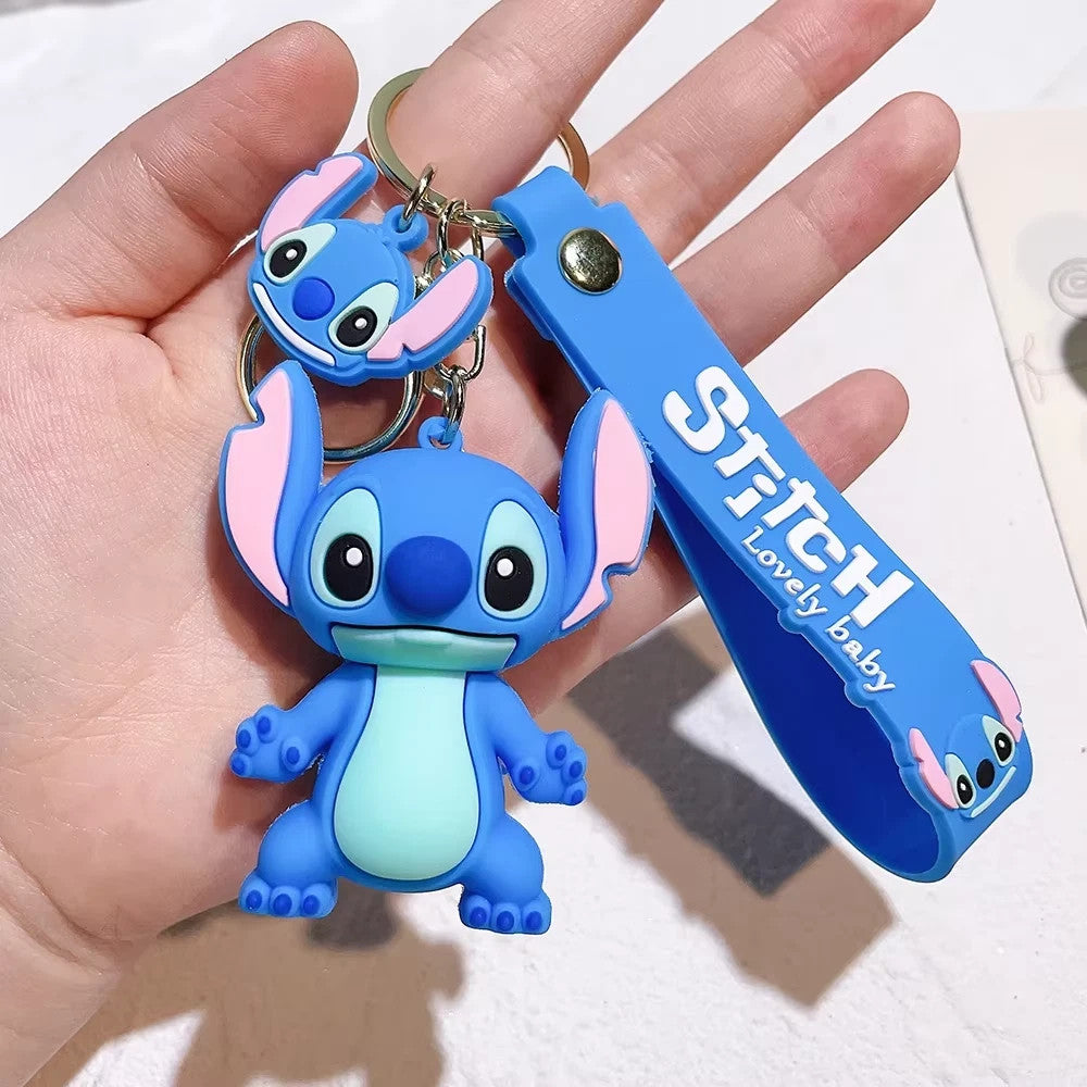 Disney Stitch - Portachiavi in Silicone 3D con Ciondolo e Cordino "Lovely Baby"