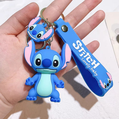 Disney Stitch - Portachiavi in Silicone 3D con Ciondolo e Cordino "Lovely Baby"