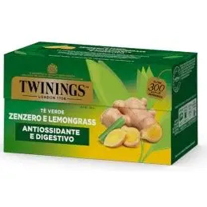 Twinings Tè Verde Zenzero e Lemongrass Antiossidante e Digestivo - 20 Bustine Sigillate
