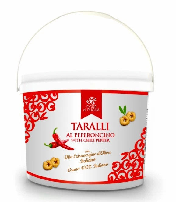 Fiore di Puglia - Taralli al Peperoncino 3 kg con Olio Extravergine d'Oliva in Secchiello Professionale