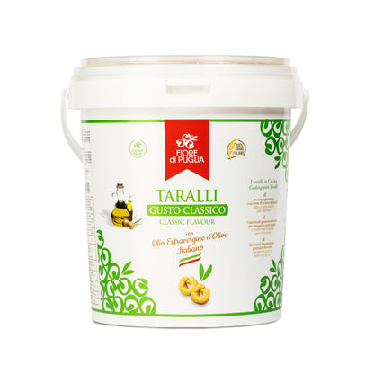 Fiore di Puglia - Taralli Gusto Classico 3 kg con Olio Extravergine d'Oliva in Secchiello Professionale