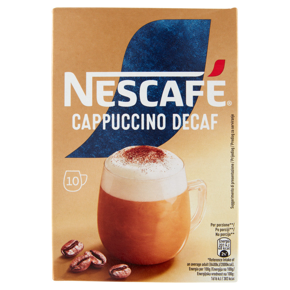 Nescafé Cappuccino Decaf Solubile - Confezione da 10 Buste Monodose