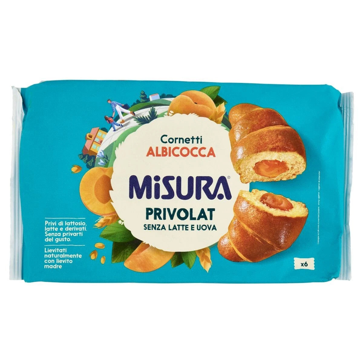 Misura Privolat Cornetti Albicocca Senza Latte e Uova 1 Confezione da 6 cornetti