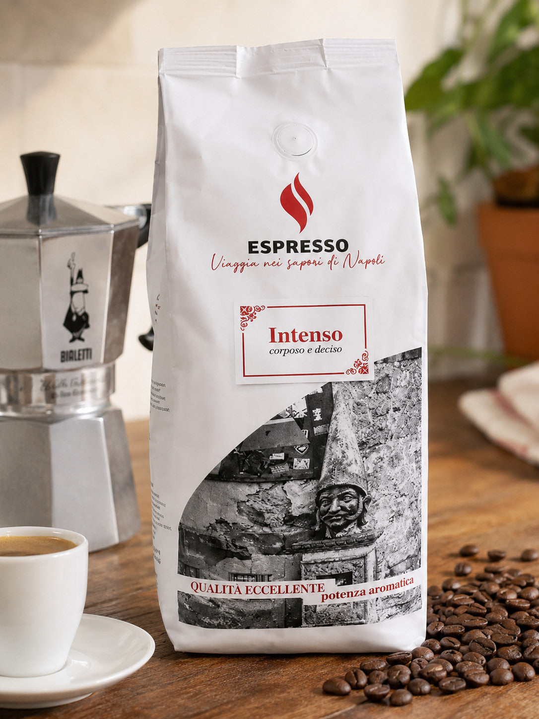 Caffè in Grani ESPRESSO "Viaggia nei Sapori di Napoli" - Miscela Intenso Corposo e Deciso 1 kg