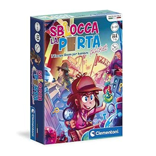 Confezione del gioco da tavolo Sblocca la Porta Pocket L'Escape Room per bambini di Clementoni