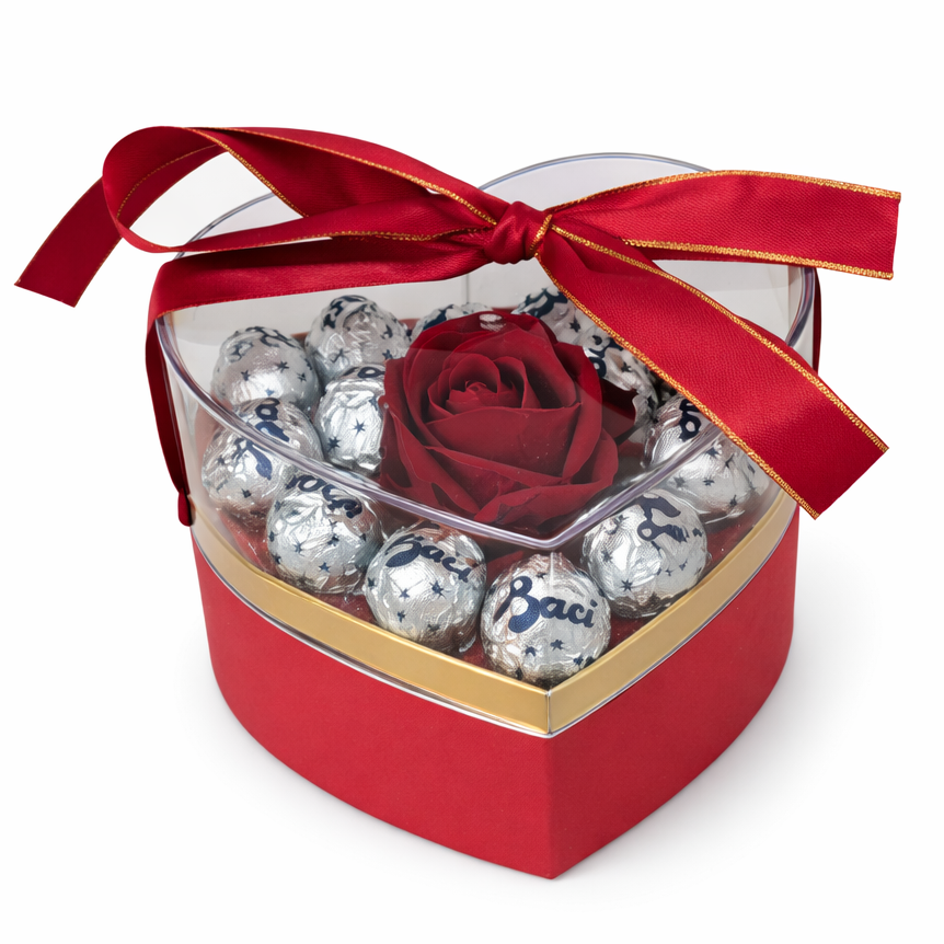 Scatola Plexiglass ROSA Velluto e Cioccolatini